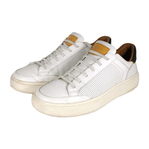 Allen Edmonds Men’s Oliver US 10D White Leather Stretch Lace Slip On Sneakers
